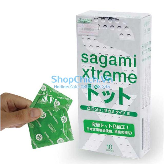 Bao cao su Sagami xtreme white có gân gai hộp 10 cái