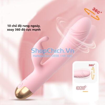 đồ chơi tình dục rung xoay cu giả lilo rung ngoáy 360 độ có nhánh