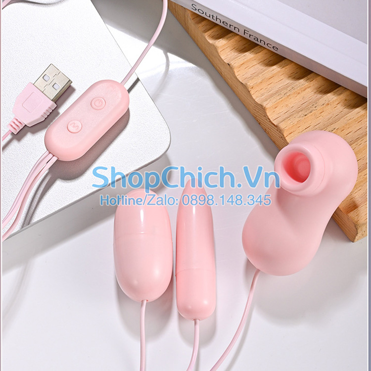 trứng rung bú mút trứng rung bú mút hút âm đạo 3 đầu cắm sạc USB