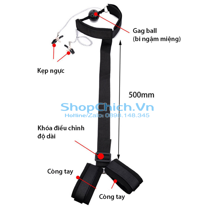 Bộ phụ kiện SM khóa tay Kèm Bóng miệng và Kẹp ngực bộ phụ kiện SM khóa tay kèm bóng miệng và kẹp ngực