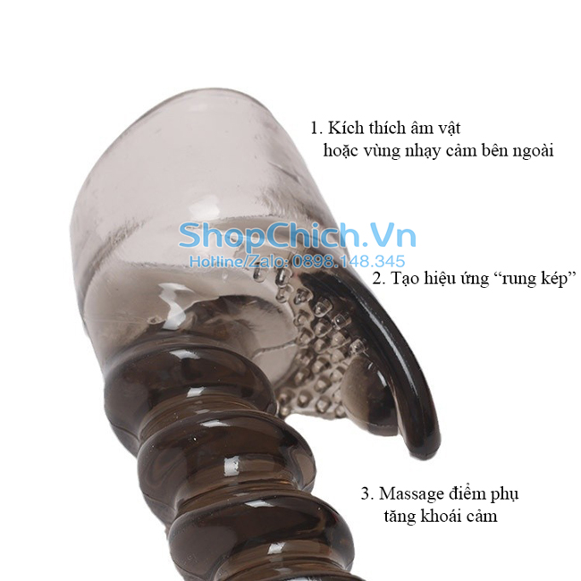 đầu phụ gắn chày rung Đầu phụ gắn Chày rung - Kiểu xoắn có nhánh Gai kích thích